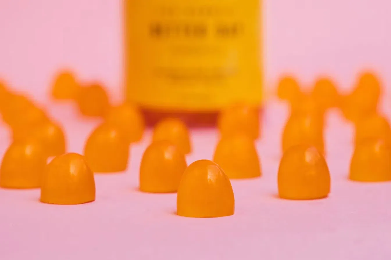 Ginger gummies on a soft background